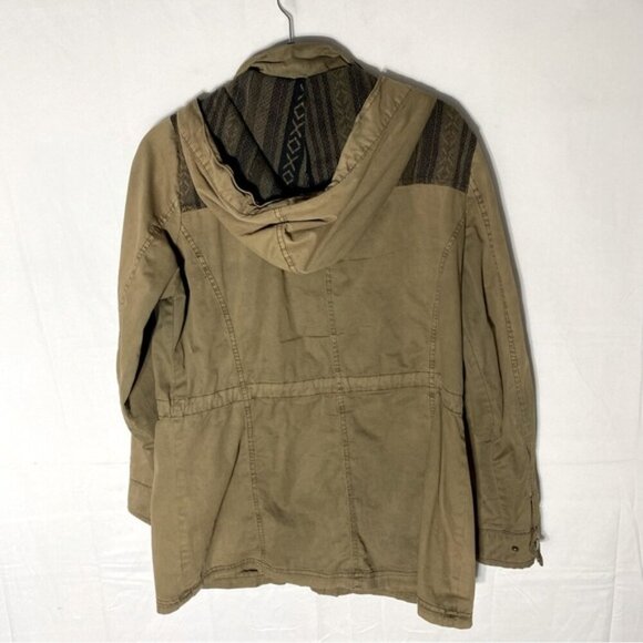 Kismet Tan With Black Southwestern Print Trim Utility Jacket L - Picture 15 of 16
